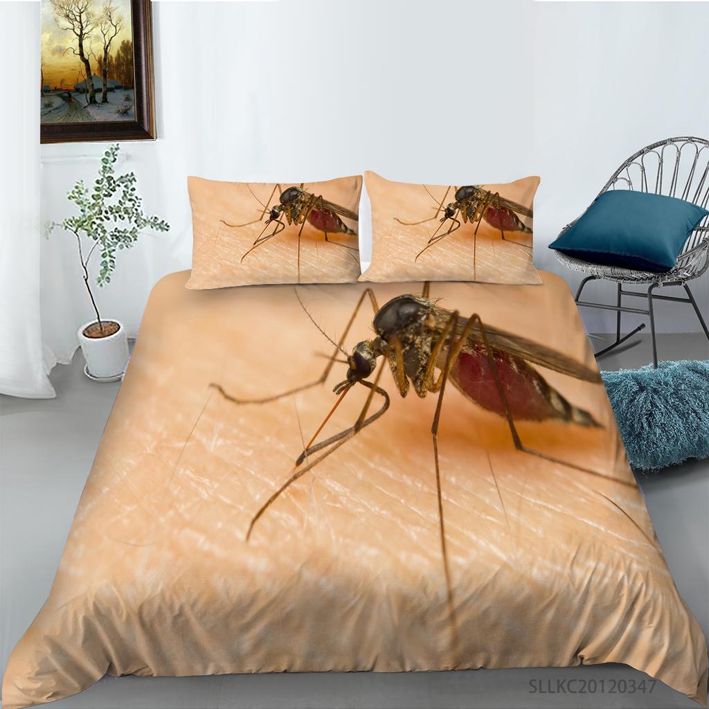 Women Home Bed Set Creative Mosquito Painting Duvet Cover Set Highend Bedding Cover Suit Pillowcase Stylish Bedding Cover