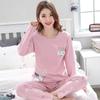 Women Long Sleeve Pajamas Set Cotton Soft Sleepwear Cartoon Cute Women's Pajama Tops and Pants Suit Pullover O Neck Spring Autumn Winter Home Wear