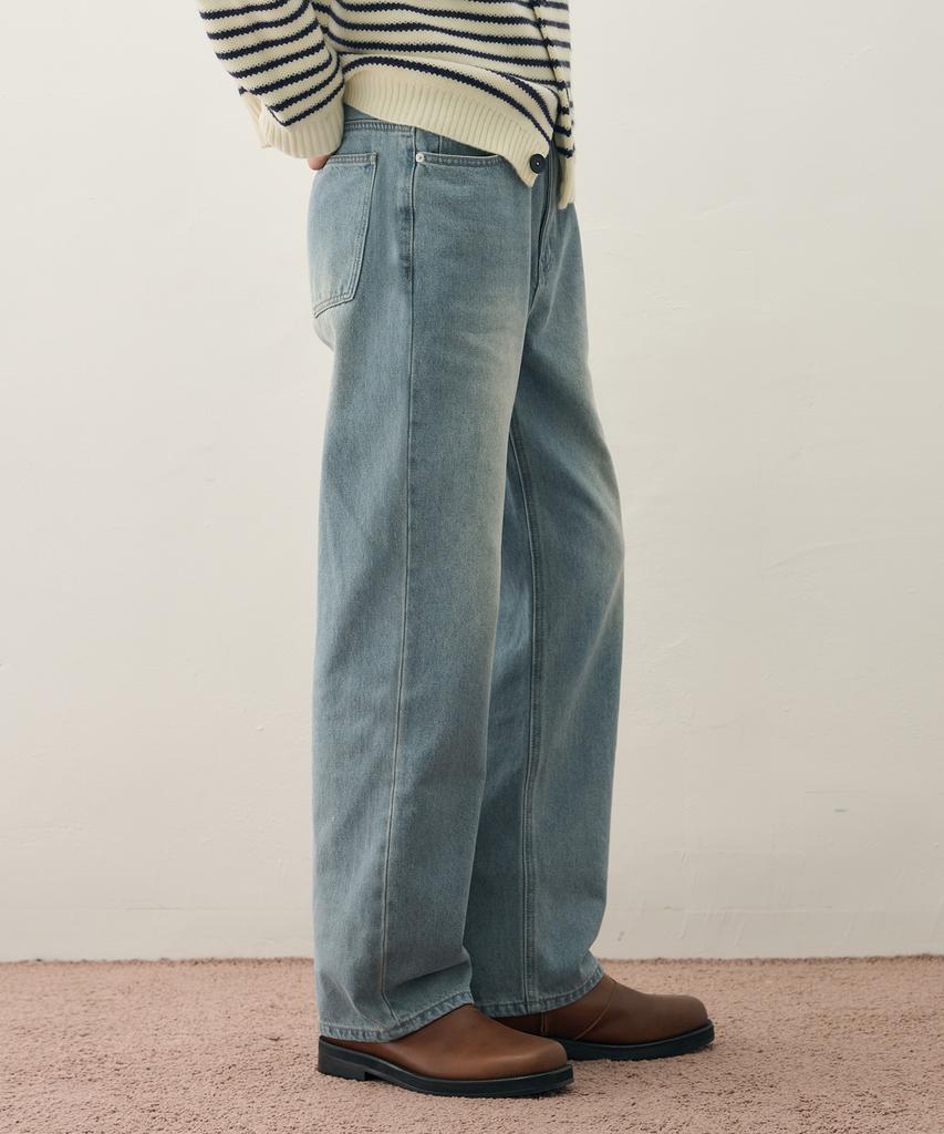 DRAW FIT Usual Semi-Wide Denim Pants [Dusty Blue]