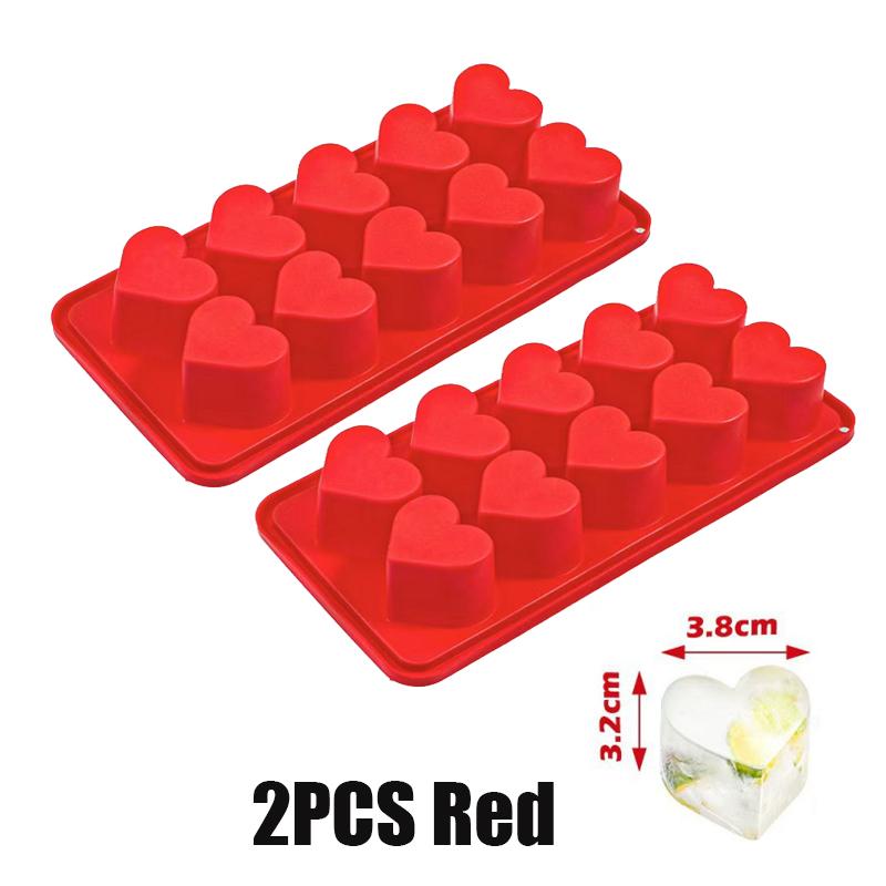 Mini Love Chocolate Heart Shaped Silicone Mold Pink Red Ice Cube Mold Multifunctional DIY Pudding Candy Mold Whiskey Kitchen