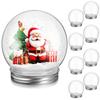 9Pcs Plastic Snow Globe Kit Round Candy Jar Style DIY Ornament Craft for Holiday Party Favors Winter Themed Decoration Home
