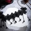 Water Droplet Shaped Lace Black Lace Pendant Choker Black Lace Chain Jewelry  Girls Gifts