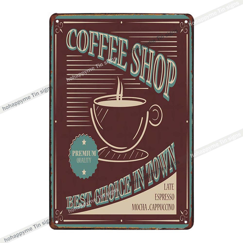 Coffee Metal Wall Art Poster Iron Painting Signs Vintage Decoration Cafe Bar Pub Club Plaque Home Decor Plates 20x30cm