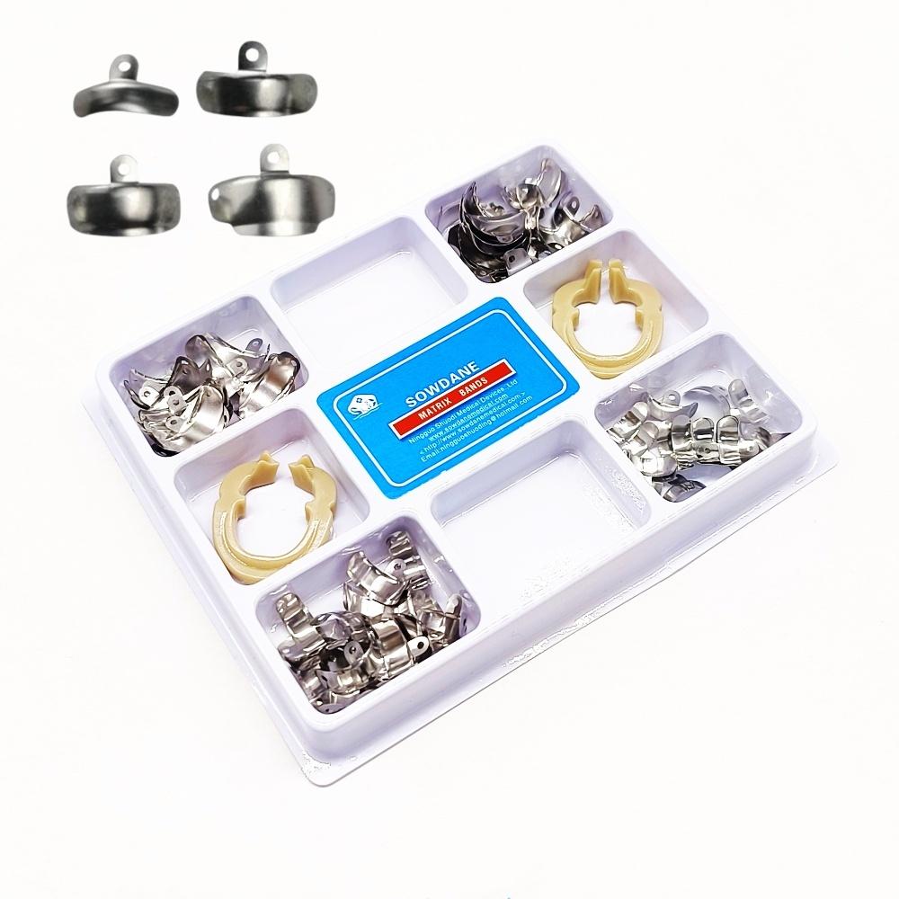 80pcs New Dental Sectional Contoured Metal Matrices Matrix Set Matrix Bands  Rubber Wedges  with Add-on Wedges Dentist Materials