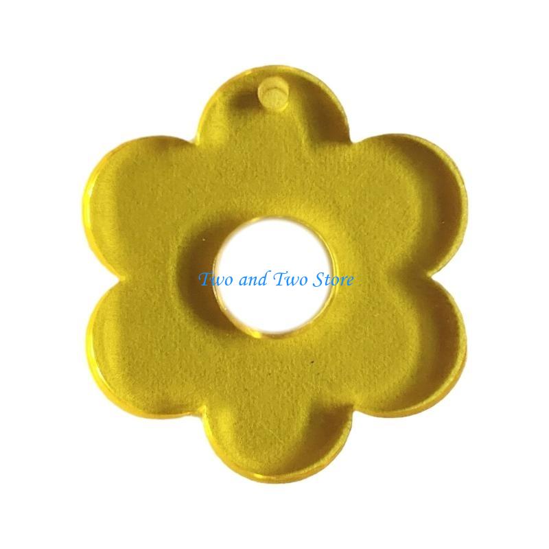 HX6F Summer Acrylic Pendants Tags for DIY Jewelry Making Keychain Tassels Sweet Flower Necklace Crafts Making Supplies