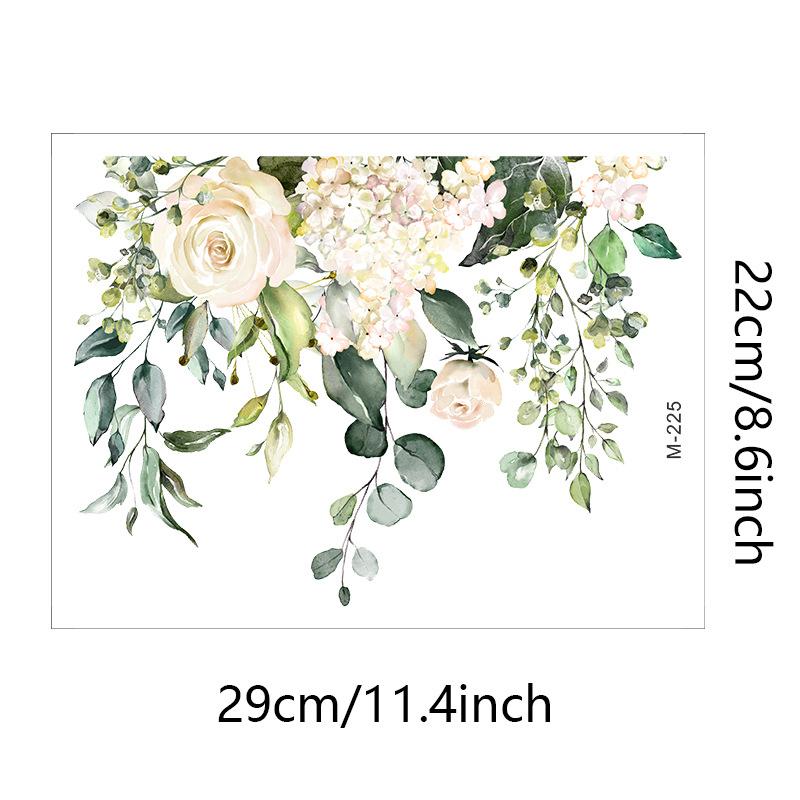 Green Plant Leaves Flower Wall Sticker Bathroom Toilet Decor Living Room Cabinet Home Decoration Decals Beautify Self Adhesive M