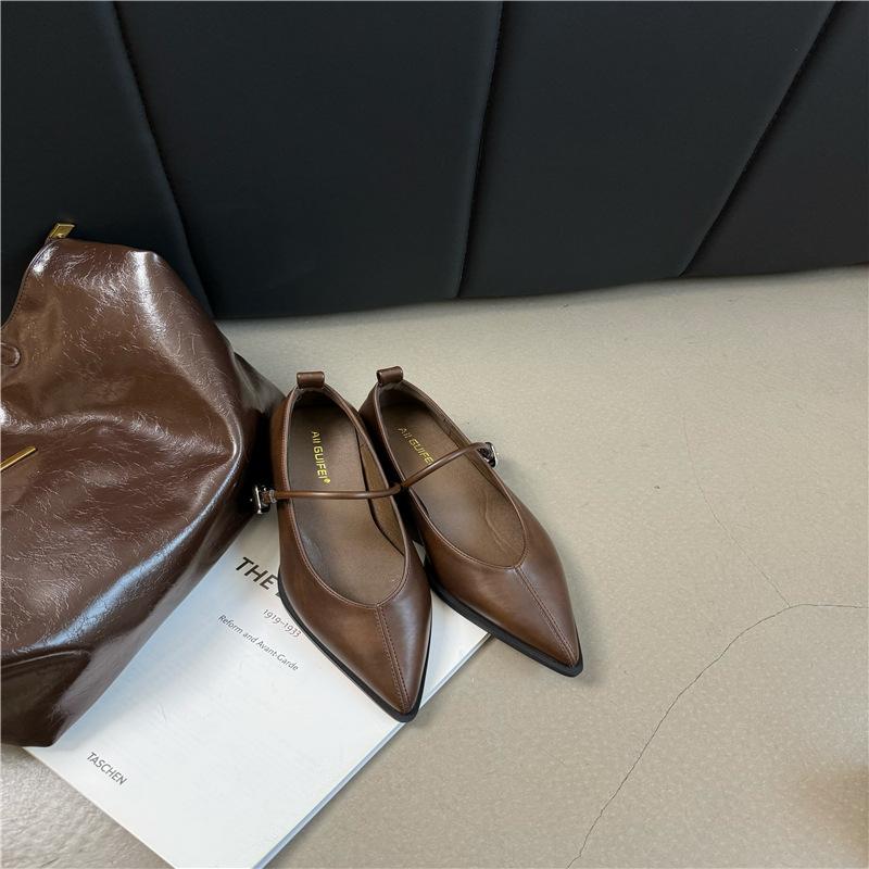 Женские лоферы с острым носком, черные, коричневые, белые, повседневные туфли-мюли, ремень с пряжкой, неглубокие туфли-лодочки на низком плоском каблуке для вечеринок, размер 40