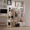 Bookcase, S-Shaped Wooden Bookshelf, 5/6 Tiers Freestanding Storage Shelf, Home Office Decorative Display Stand Rack, Oak and White