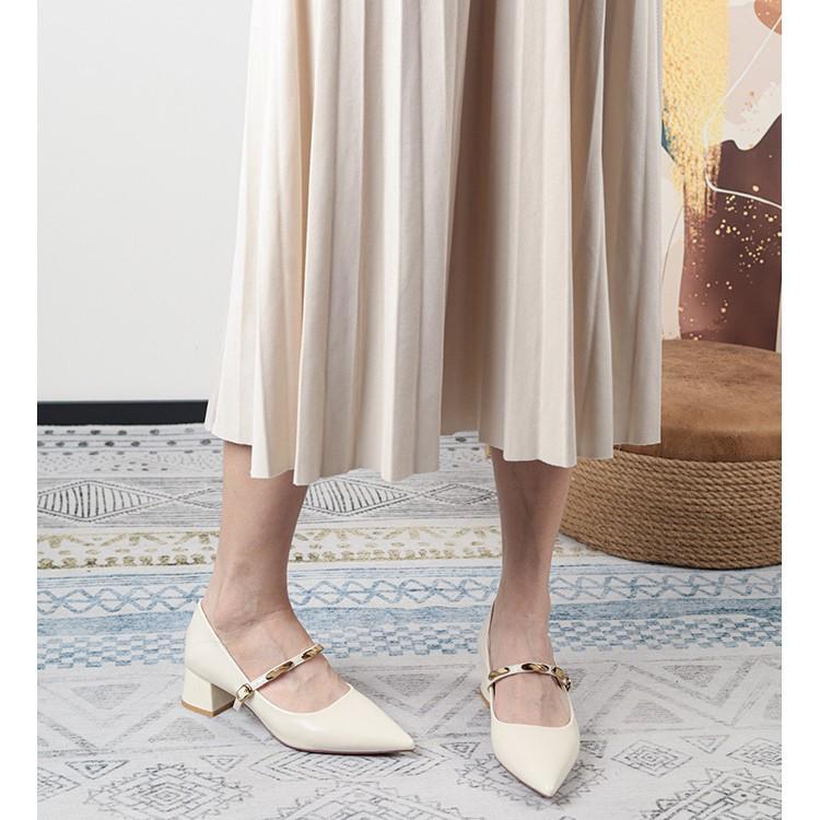 2025 Autumn Black Leather Mary Jane Shoes: Versatile, Pointed Toe, Low-Cut, Low Block Heel, Comfortable, Elegant for Women