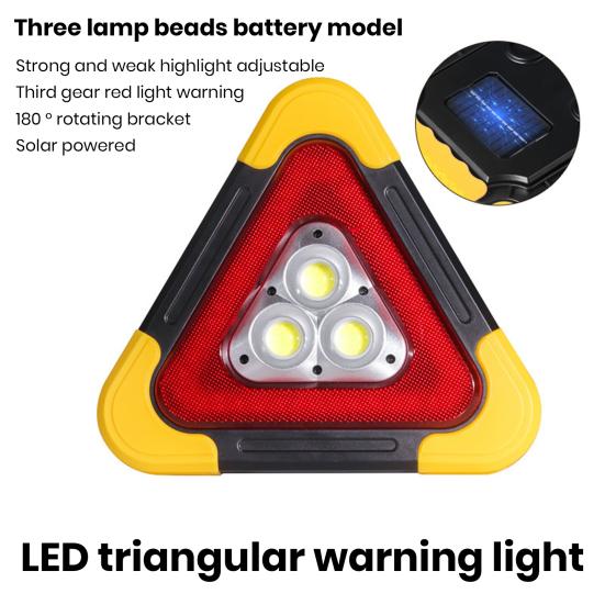 Car Emergency Breakdown Warning Triangle Red Reflective Safety Hazard Lamp Vehicle Tripod Stop Logo LED Light