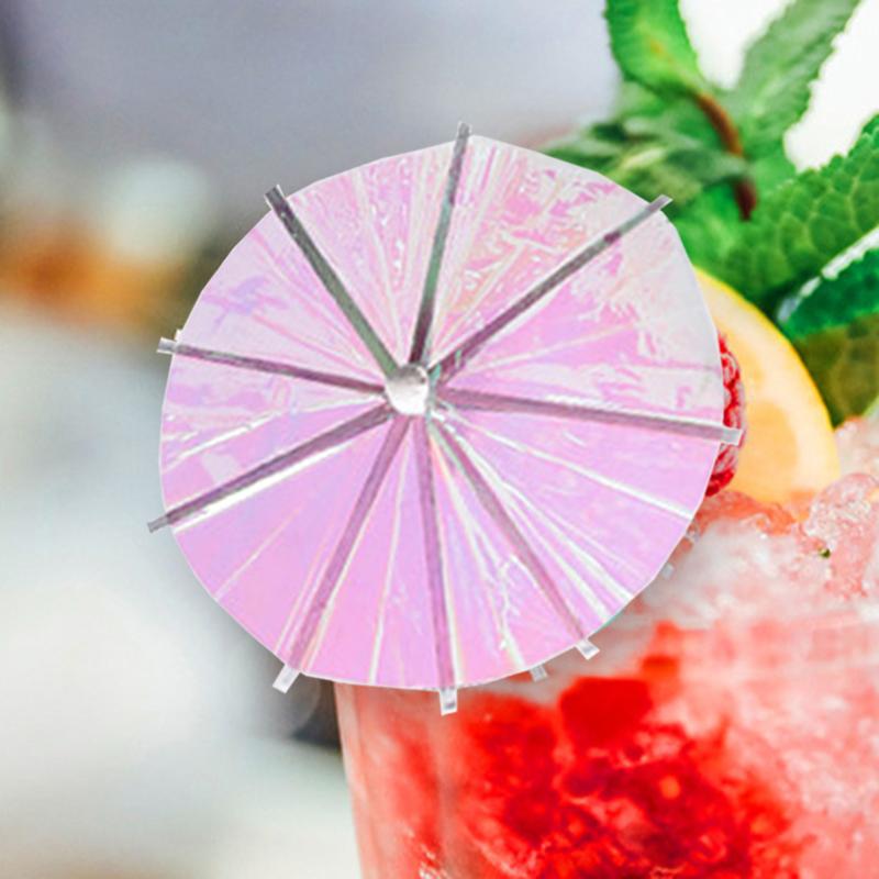 10pcs Drink Fancy Laser Umbrella Toothpicks Summer Beach Cocktail Toothpick Lovely Cupcake Topper Wedding Birthday Party Decor