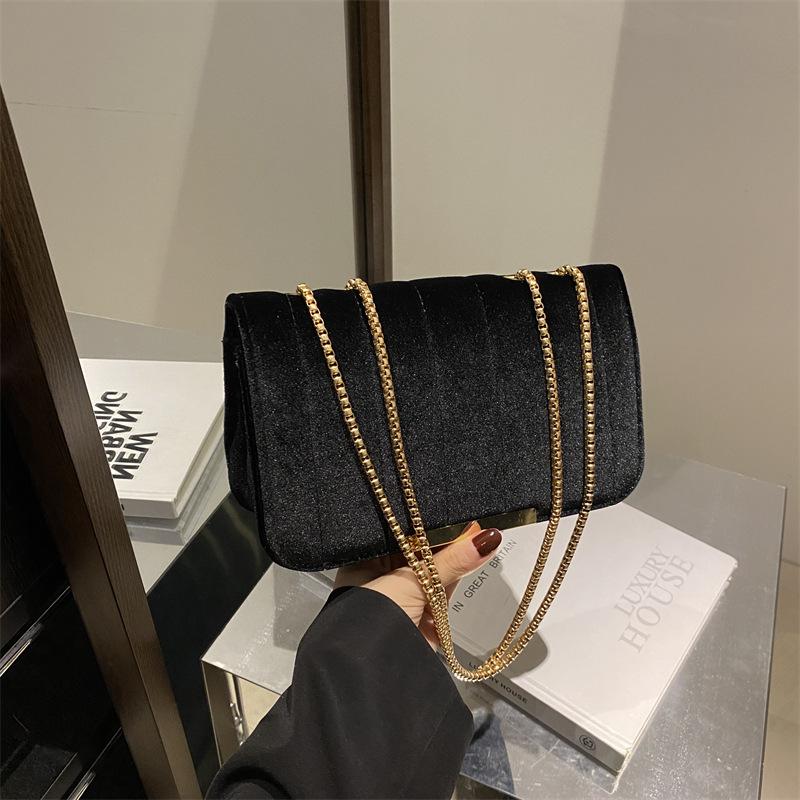 Сумка Trend Golden Velvet Chain, женская сумка Tide Small Square, вышитая нитью Diamond Grid, женская сумка через плечо на одно плечо
