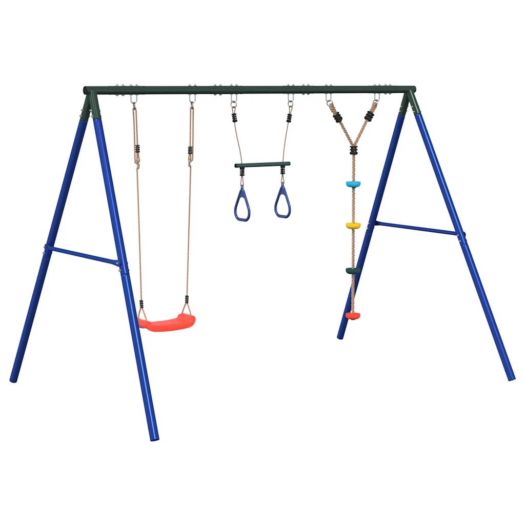 Swing Set with Trapezoid Swing Seat and Climbing Swing