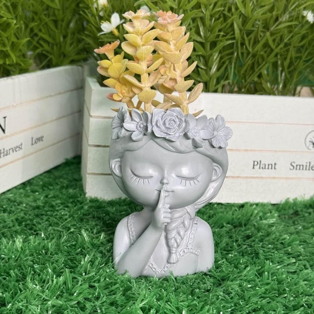 Home Decor Flower Pot Resin Desktop Ornaments Creative Girl Shape Flowerpot DIY Handmade