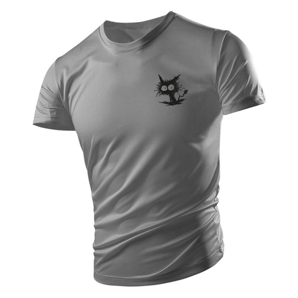Летний уличный стиль, топ с 2d котенком, новая мужская футболка с круглым вырезом и короткими рукавами, удобный дышащий быстросохнущий топ
