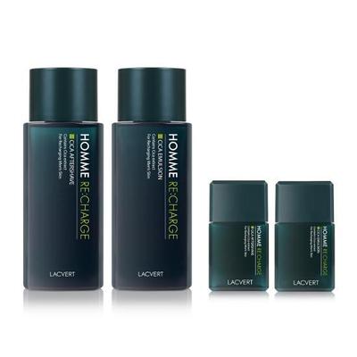 Набор из 2 предметов Lac Vert Homme Recharge Cica (лосьон после бритья 185мл + эмульсия 180мл + 2 миниатюры в комплекте), Корейская мужская популярная косметика
