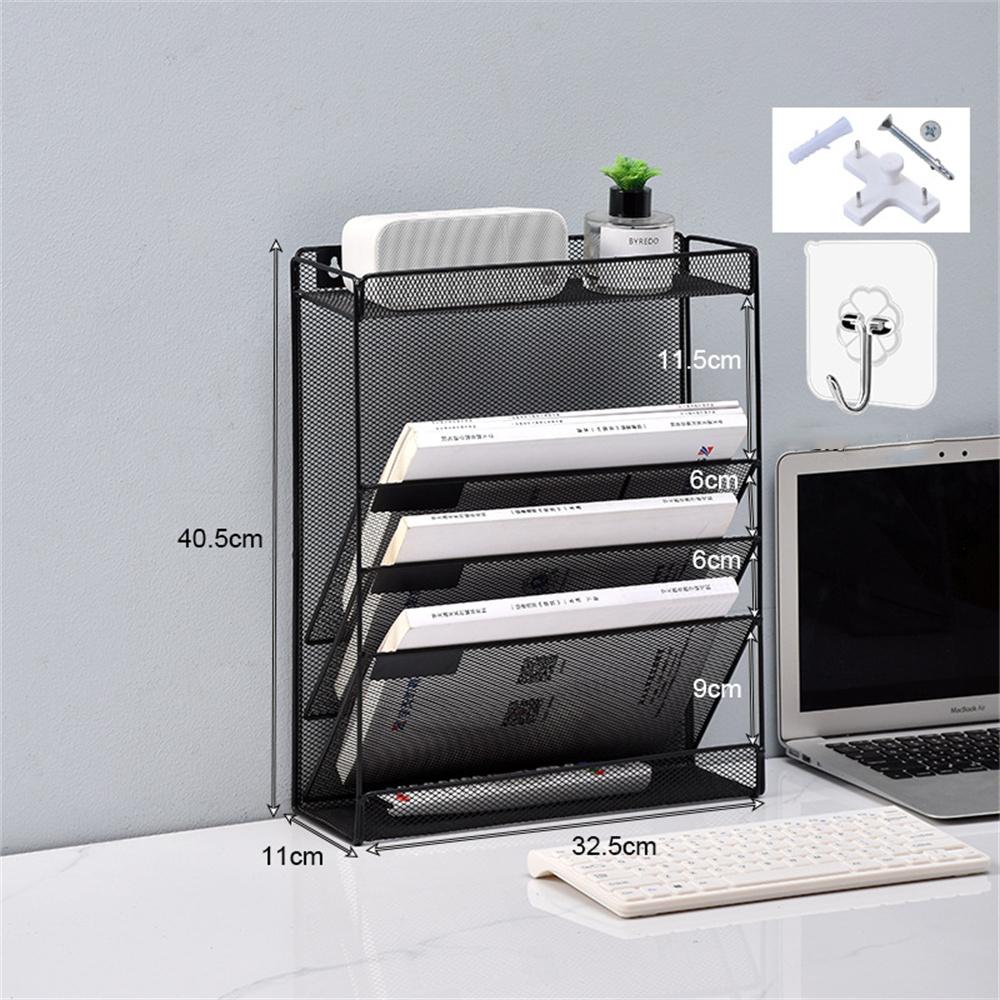 Metal Wall Mounted Magazines Newspaper Storage Rack For Home Office Books Newspapers Files Folder Desktop Tabletop Display Stand