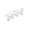 Modern ceiling lamp, black strip, movable spotlights, 4xGU10 10W PIPE Milagro