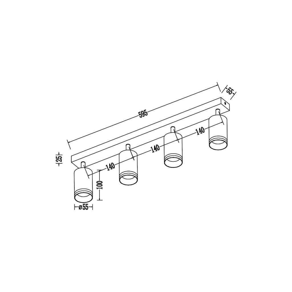 Modern ceiling lamp, black strip, movable spotlights, 4xGU10 10W PIPE Milagro