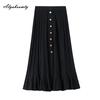 French Style Autumn Winter Women Knitting Skirt High Waist Beige Black Knitted Ruffles Skirt Elegant Feminine Split Ladies' Skirts Womens