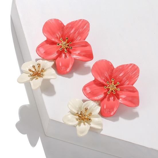 1 Pair Ear Studs Trendy Non-allergic Exquisite Elegant Double Layer Flower Design Women Earrings
