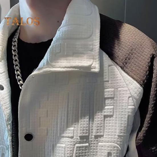 Мужская куртка с длинным рукавом и лацканами, ветрозащитный дизайн в стиле хип-хоп, цветная куртка с 3D-узором в виде букв