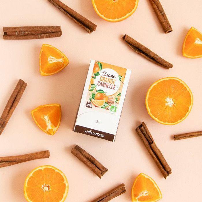 Tisanière fleurie porcelaine 250 ml + Trio tisanes festives - Soirées d'hiver,Noël,Orange Canelle