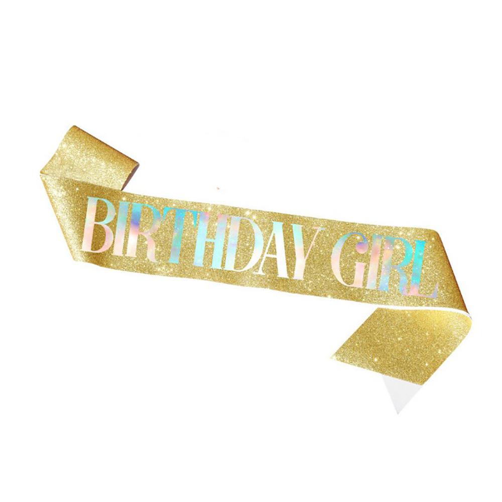 Блестящий ремень для этикета на день рождения с кожаным блестящим бронзовым плечевым ремнем с буквами для девочек, украшения для дня рождения, принадлежности для Дня Рождения для девочек