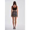 Women's High Waist Lycra/flexible Leopard Pattern Mini Denim Skirt