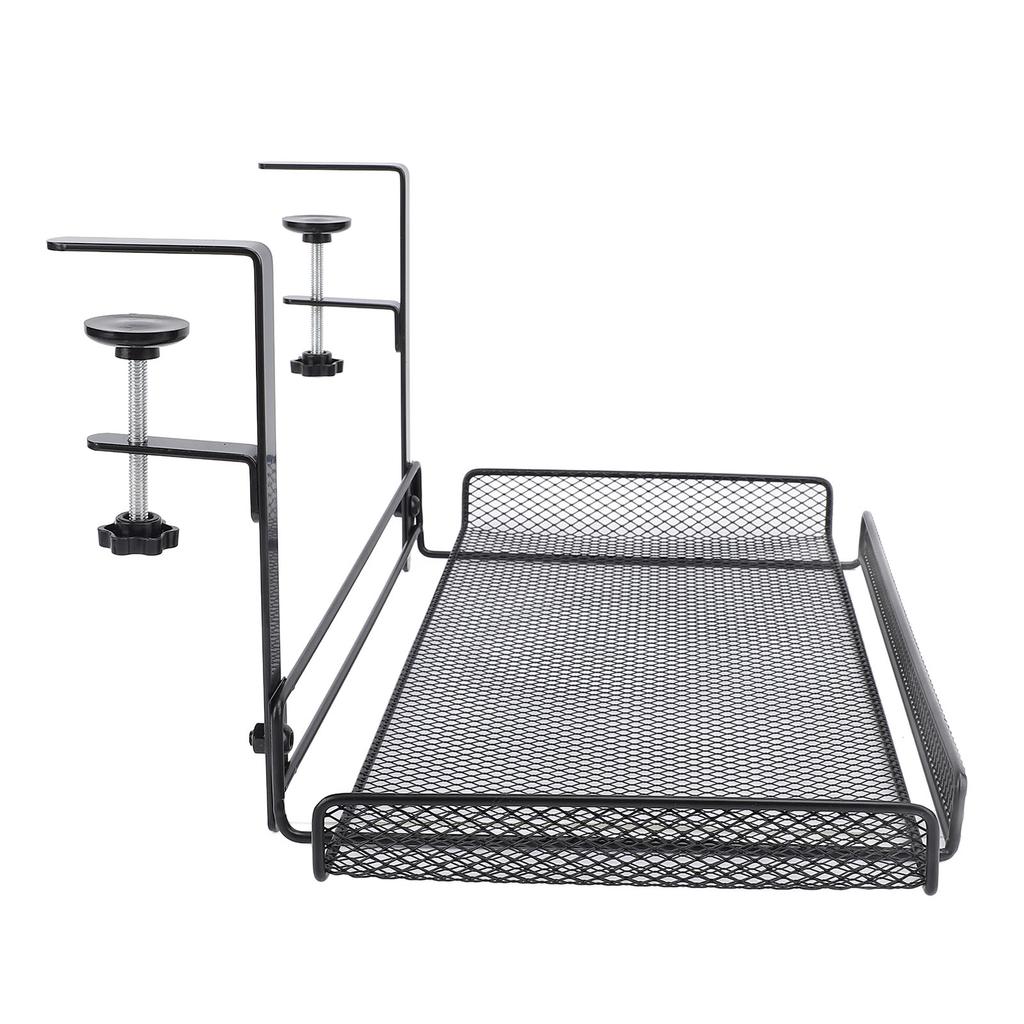 Under Desk Clamp On Storage Shelf Basket Cable Management Tray for Wire Router Power Strip