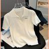 Ice Silk Top with A Small Fragrance and Temperament. Ice Silk Short Sleeved T-shirt for Women In Summer, New Casual Texture with A Unique Collar