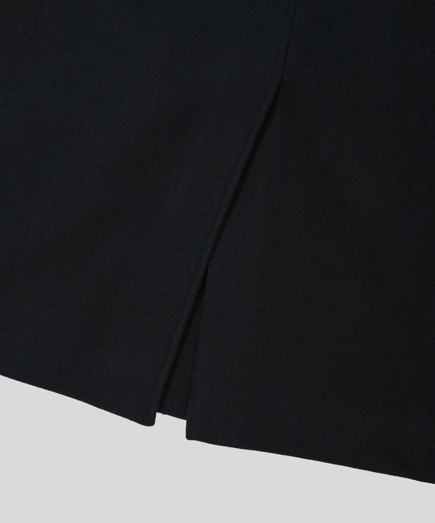 KIIMUIR [Drape Wool] Cashmere Blend Semi-Overfit Balmacaan Coat_Navy