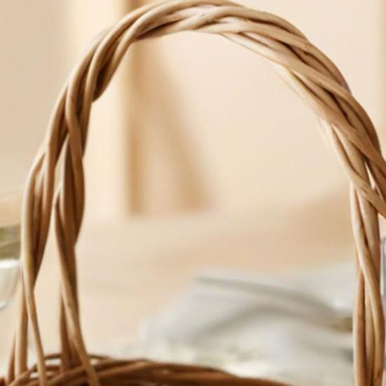 Корзина из ротанга с ручкой, садовая корзина, экологически чистая, тщательно сплетенная, универсальная, многоцелевая, плетеная корзина, корзина для хранения фруктов на пикнике