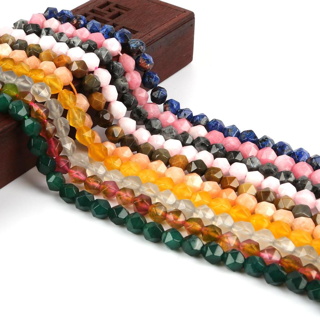 Граненый натуральный камень, острые 8 мм, свободные бусины, ожерелье, браслет, аксессуар для изготовления ювелирных изделий