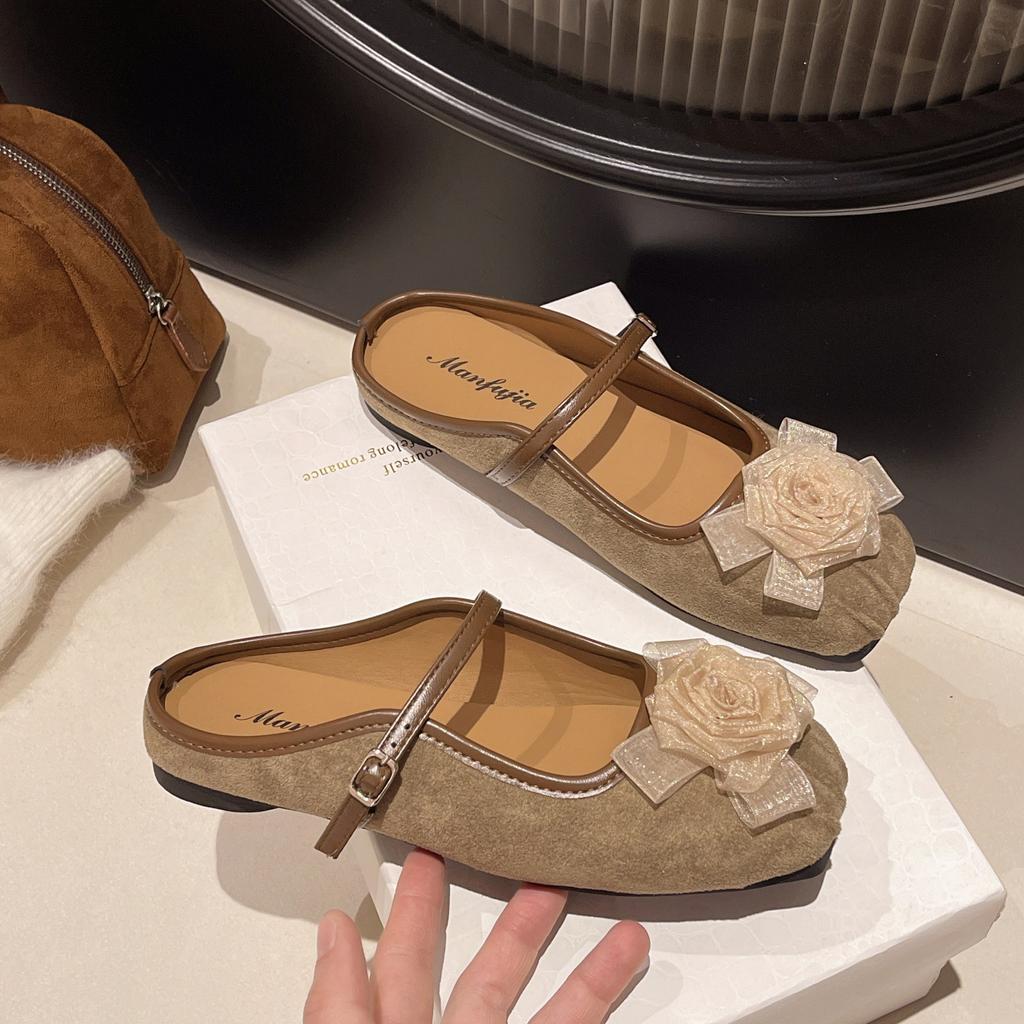 2025 Spring New Retro Gentle Fairy Style Fashion Single Shoes Chinese Elegant Flowers Shallow Mouth Mary Jane Shoes Woman