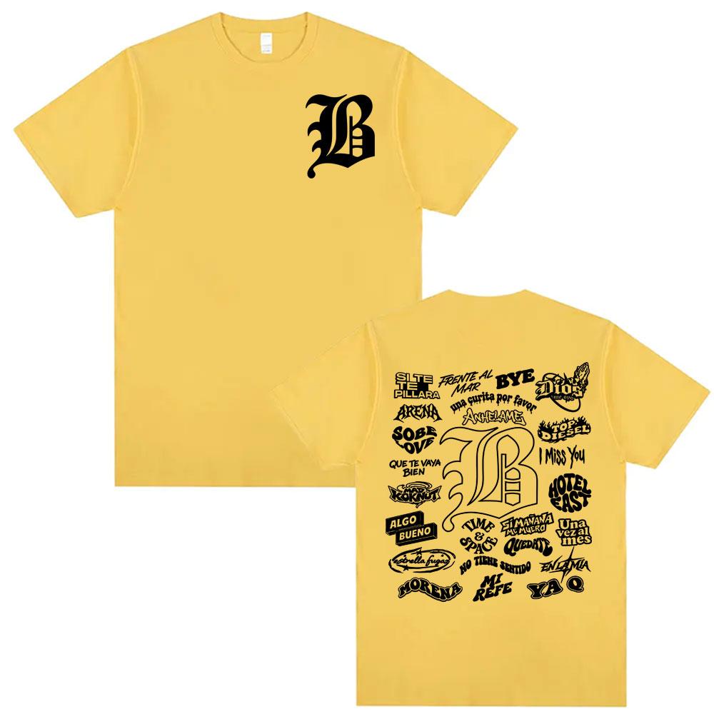 Rapper Beele Borondo Letters Printed TShirt Unisexs Clothing Oversized Hip Hop Classic Tshirts Harajuku Fashion Trending T Shirts