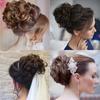 Hair Bun Hairpiece Dark Brown Messy Bun Hair Extension Women Wavy Curly Updo Scrunchie Elastic