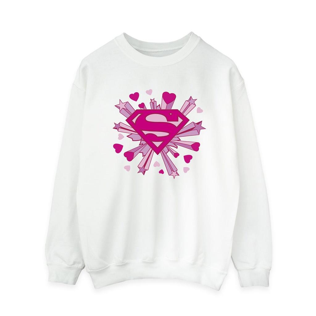 DC Comics Womens/Ladies Superman Pink Hearts And Stars Logo Sweatshirt
