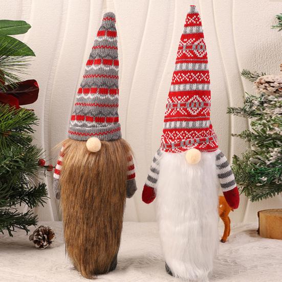 Christmas Gnome Wine Bottle Cover Handmade Plush Elf Decoration Holiday Red Wine Sleeve for Thanks Giving Christmas Table Decor