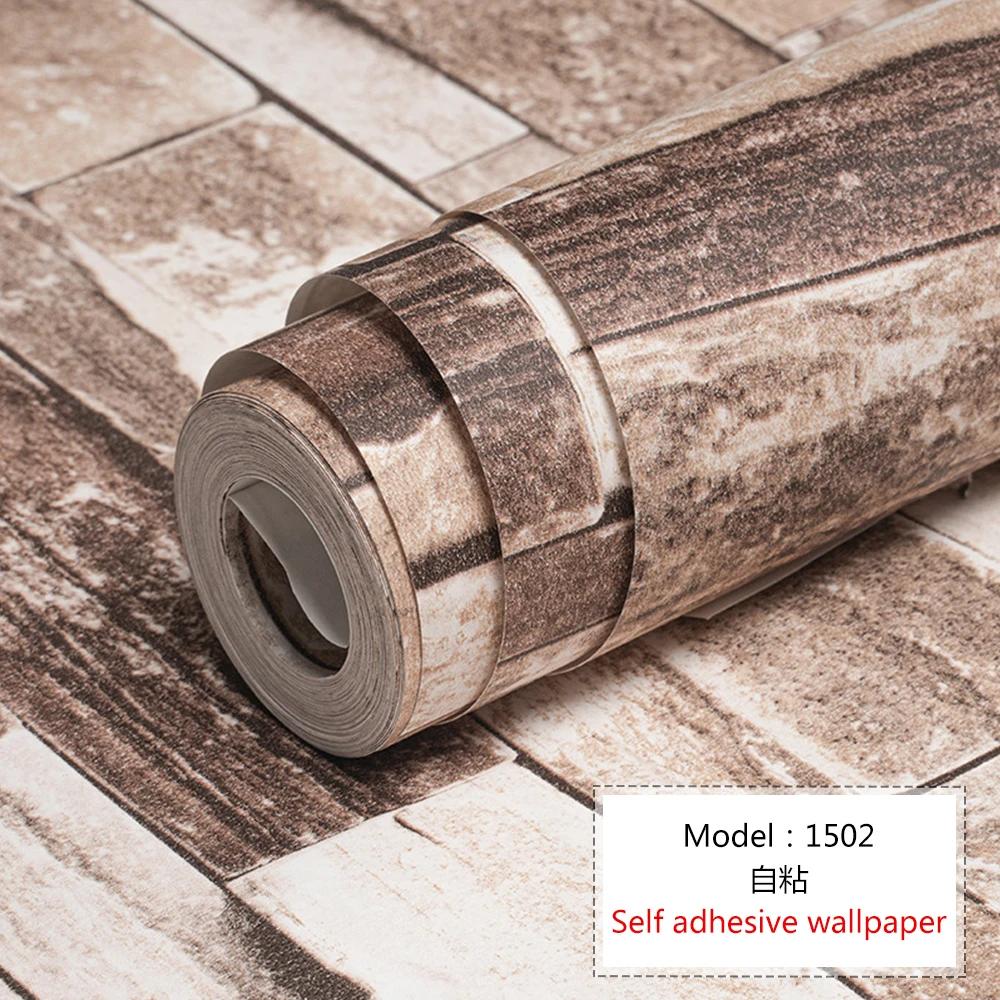 Self Adhesive Wallpaper Cafe Clothing Store Restaurant Brick Pattern Wallpaper 3D Retro Brick Culture Stone Pattern Wallpapers