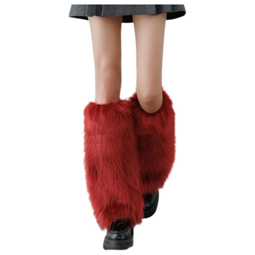 Y2K Furry Leg Warmers 40cm Long Tube Sock Foot Cover Lolita Boots Cover JK