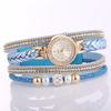 Quartz Watch Multi Layers Wrap Around Rhinestone Braided Elegant Bracelet Watch for Daily Wear