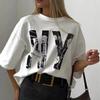 Футболка из хлопка с буквенным принтом, универсальная, женская, летняя, свободная, мягкая, с коротким рукавом, повседневная, универсальная, для офиса, для женщин, топы