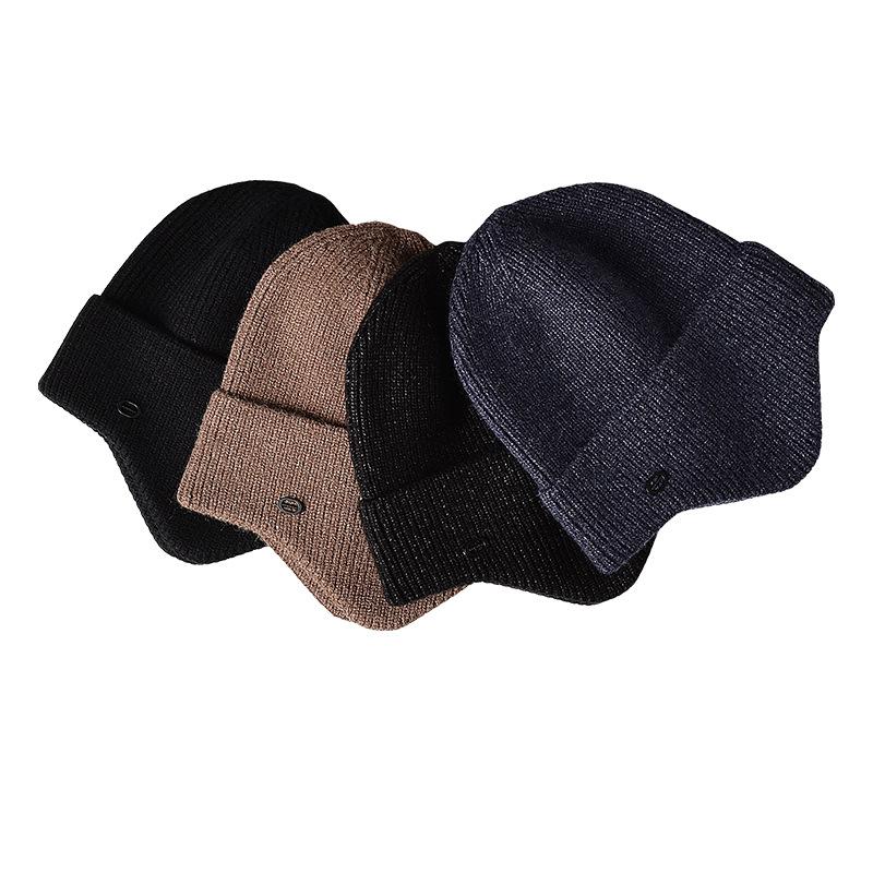 Осенне-зимние теплые шапки Skullies для женщин и мужчин, вязаные шапки, мягкие эластичные шапки для живой изгороди, термомужские шапочки с ушками