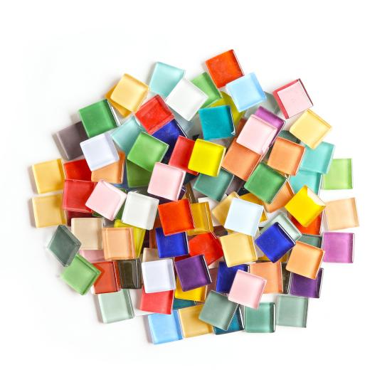 100 г/пакет, 1x1 см, мозаика, разные цвета, прозрачная квадратная мозаика для маленьких детей и взрослых, сделай сам, ручная работа, художественные промыслы, украшение проекта, кусок стекла