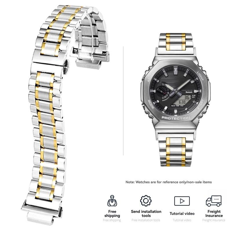 Прочный Стальной Ремешок Для Часов Casio Farm Oak Модифицированный GM2100/GA2100 Черный GM2100 Стальной Браслет Мужской Нержавеющая Сталь