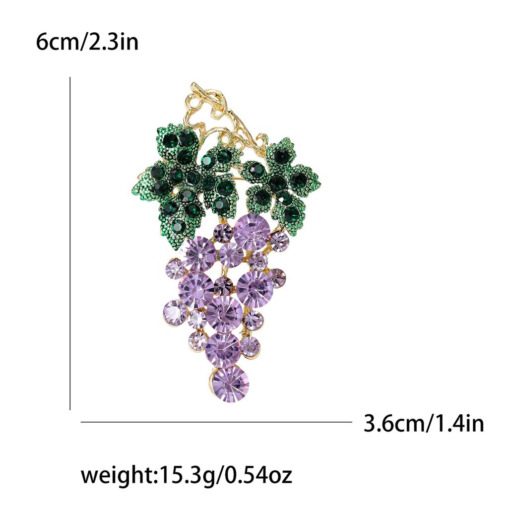 Fashion Rhinestone Grape Brooch High-End Temperament Simple Apparel Accessories Coat Suit Pin Brooch