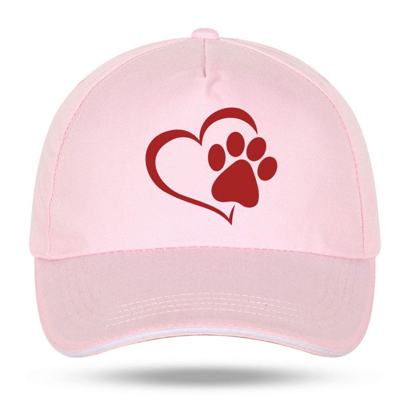 New Unisex Women Fashion Cute Dog Paw with Peach Heart Baseball Caps for Hip Hop Cotton Trucker Cap Bone Dad Hats