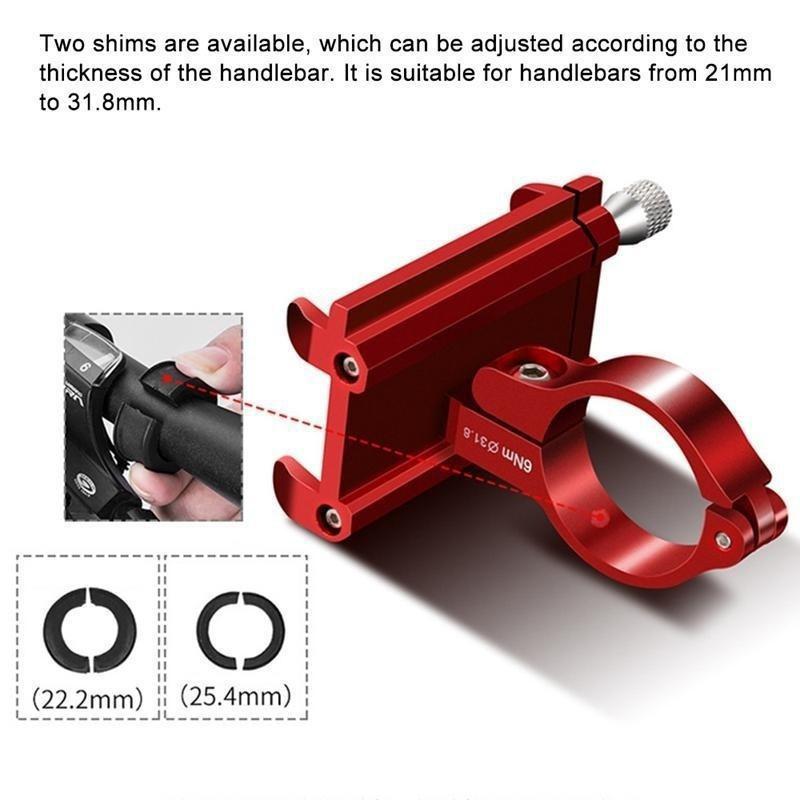 Aluminum Alloy Bicycle Phone Holder Anti Slip Handlebar Mount Bracket Rack Bike Phone Mount Scooter Mobile Phone Holder