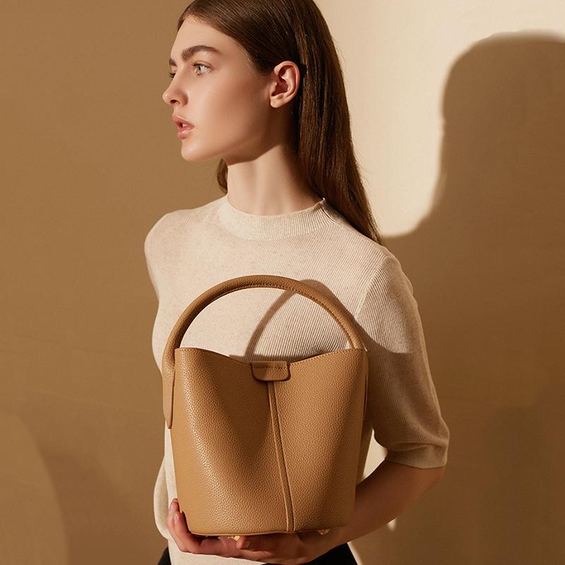 Сумка-тоут из натуральной кожи, женская сумка-ведро, новый стиль, дизайнерская брендовая сумка через плечо, женская сумка, подходящая для повседневного использования